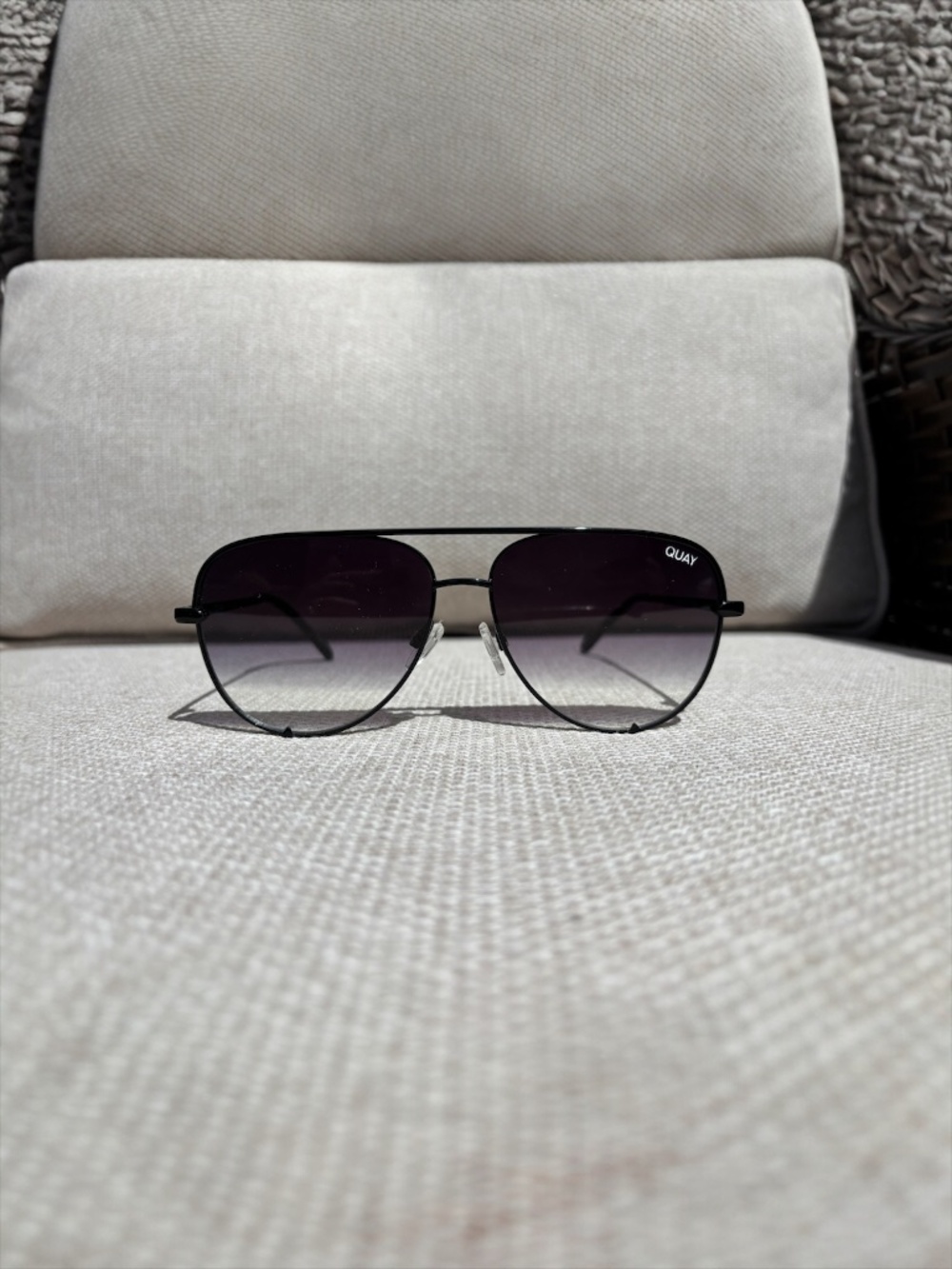 Quay High Key Mini (Large) Black Frame w/Gradient Aviator Sunglasses